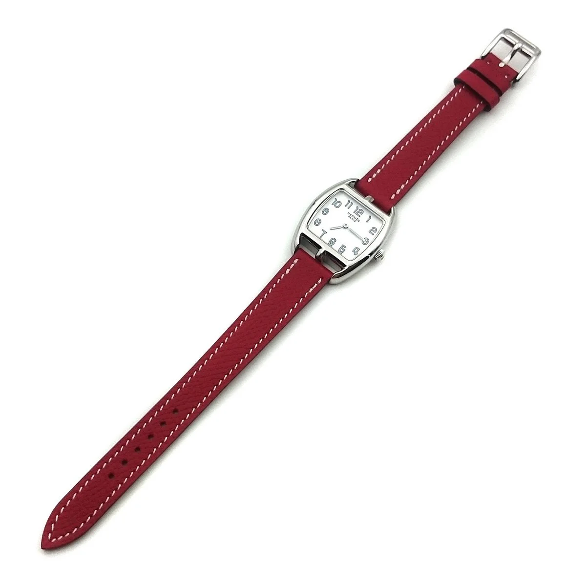 Cape Cod Tonneau Steel on Red Epsom Leather Strap