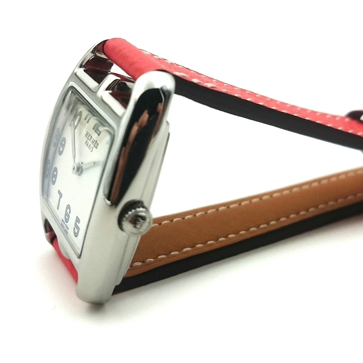 Cape Cod Tonneau Steel on Vermilion Epsom Leather Strap