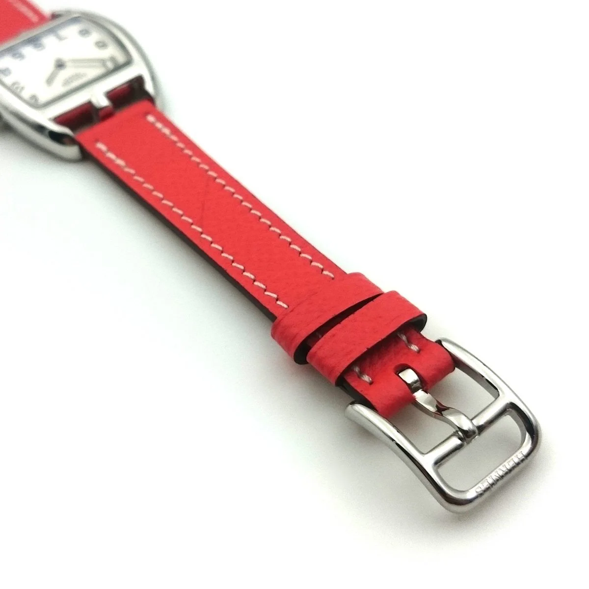 Cape Cod Tonneau Steel on Vermilion Epsom Leather Strap