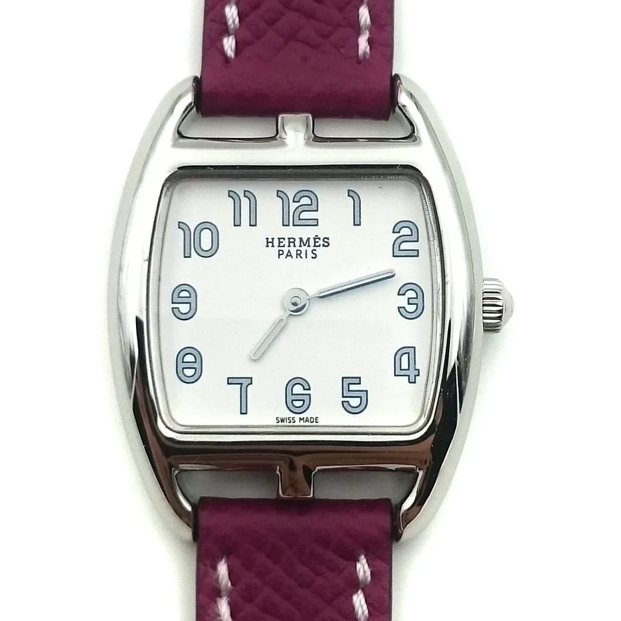 Cape Cod Tonneau Steel on Violet Epsom Leather Strap