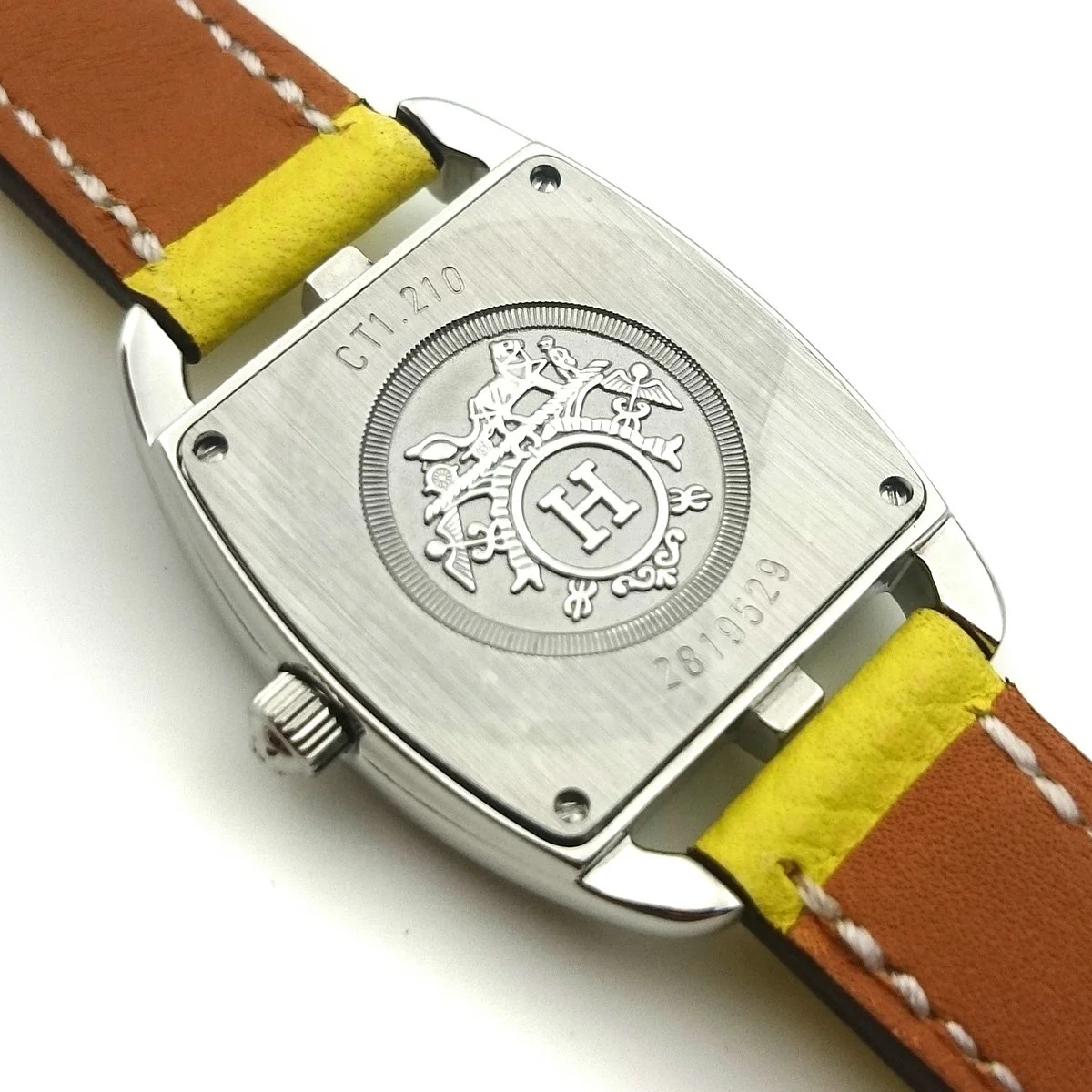Cape Cod Tonneau Steel on Yellow Epsom Leather Strap