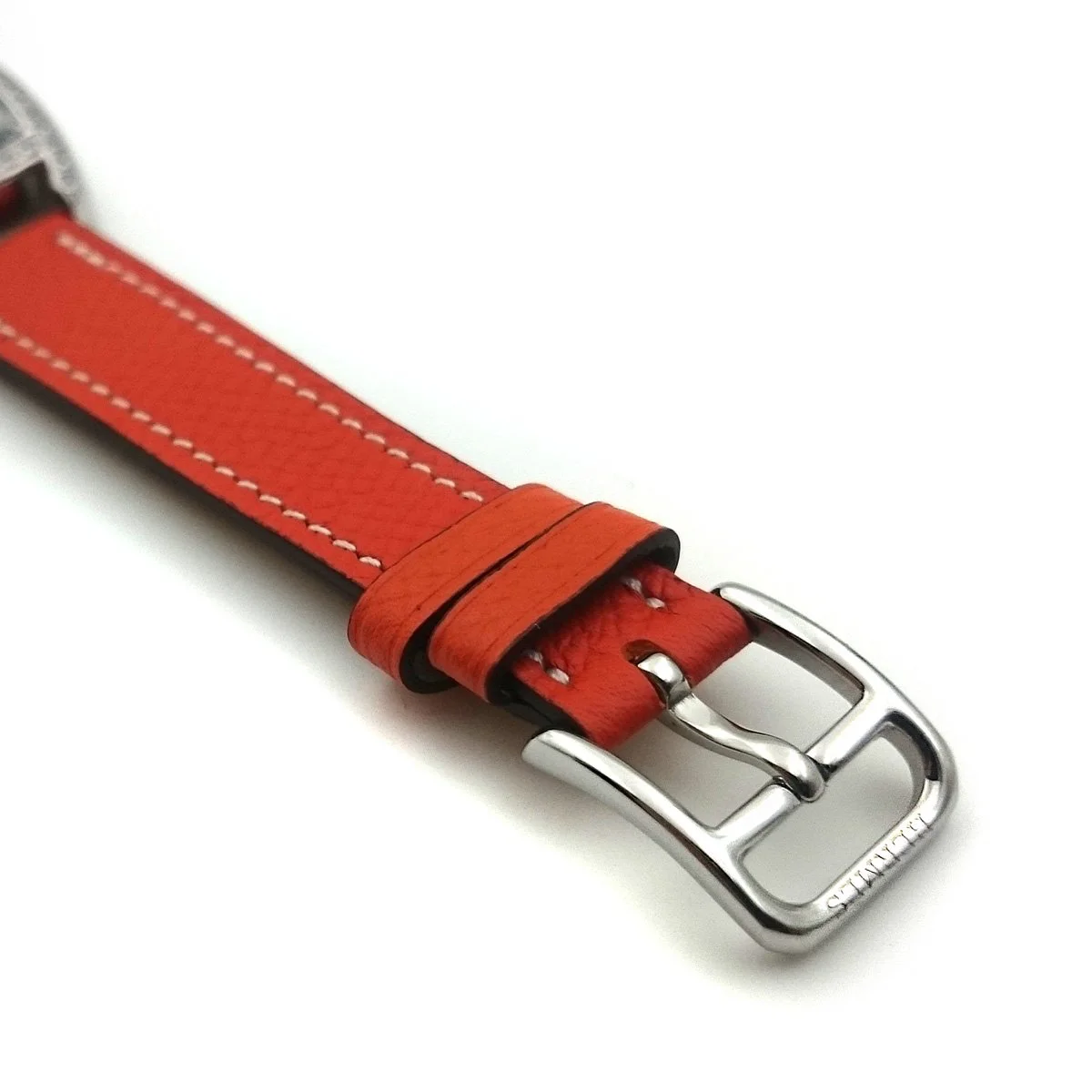Cape Cod Tonneau Steel with Diamond Bezel on Orange Epsom Leather Strap