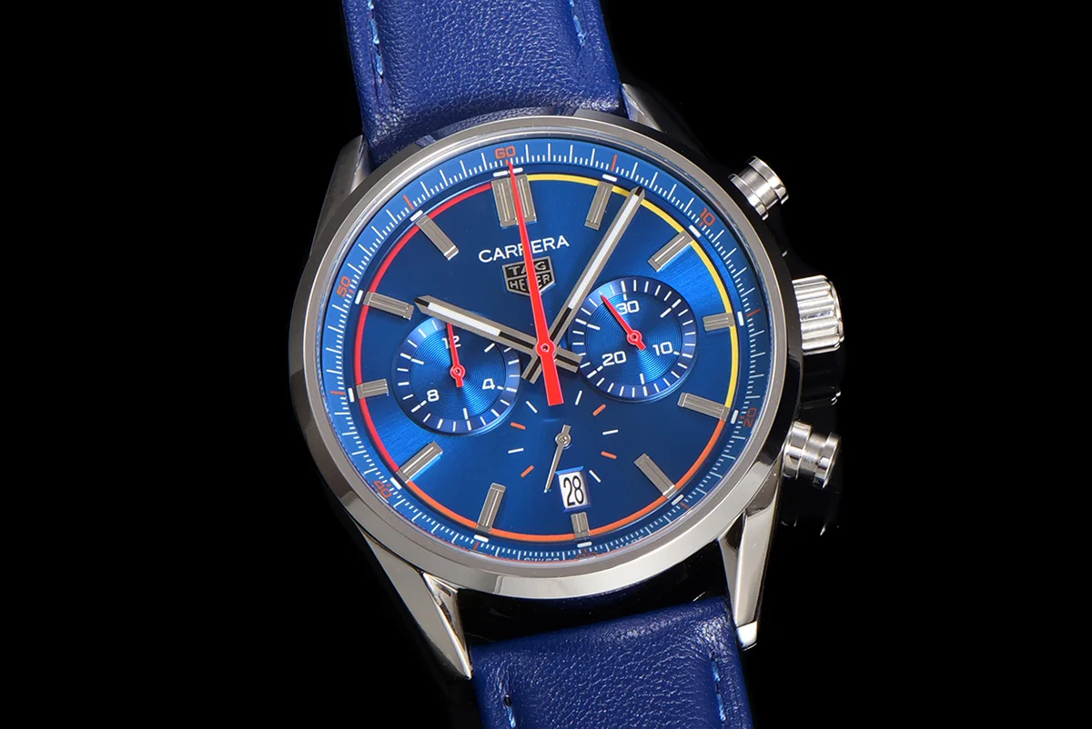 Carrera Chronograph 42 Blue Dial on Leather Strap