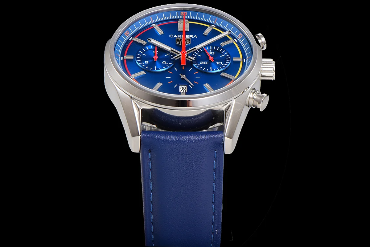 Carrera Chronograph 42 Blue Dial on Leather Strap