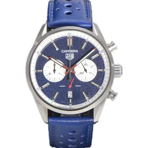 Carrera Chronograph 43 Blue Dial on Leather Strap