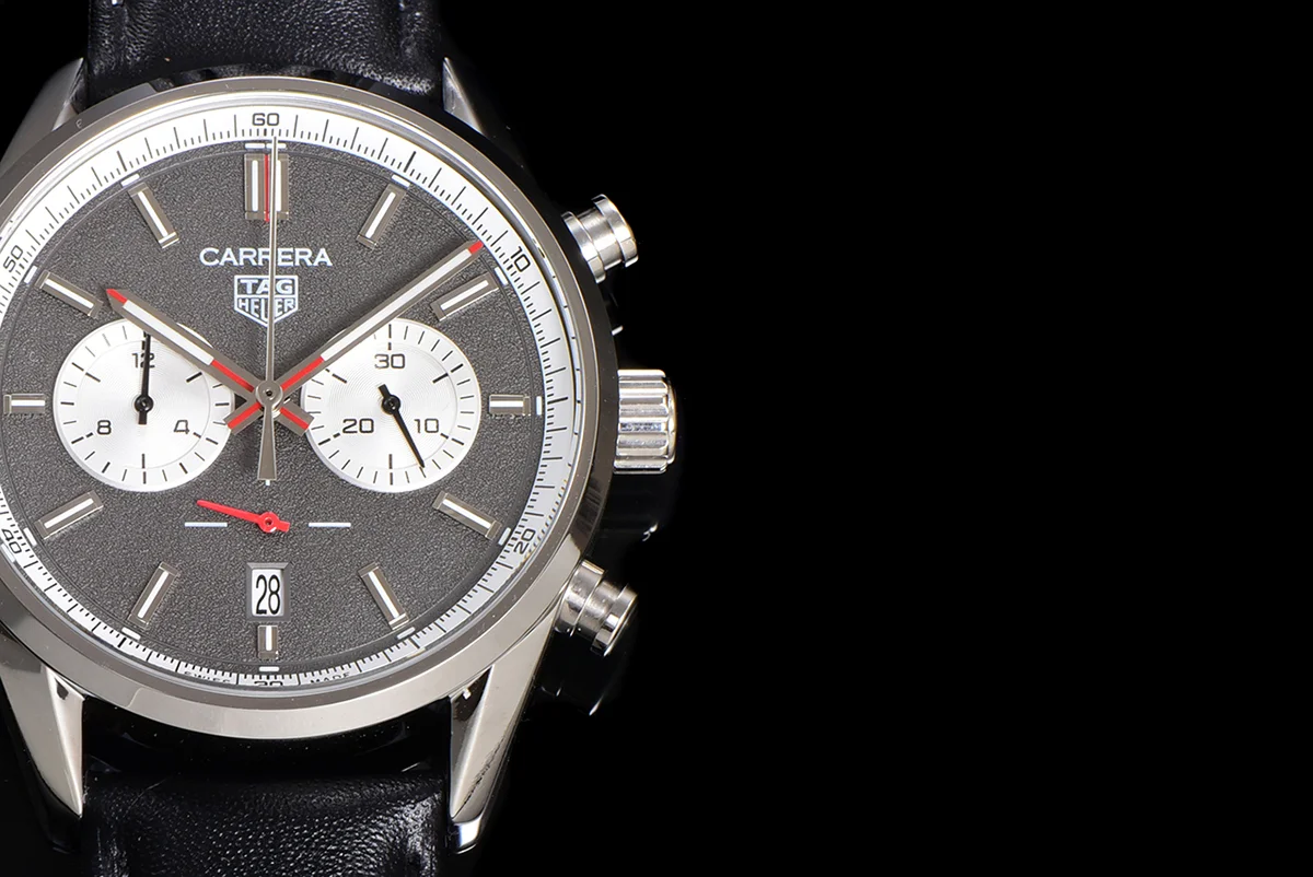 Carrera Chronograph 43 Grey Dial on Leather Strap