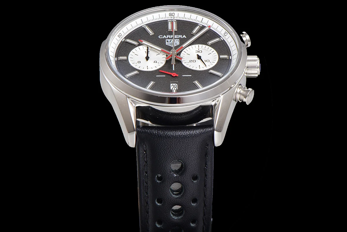 Carrera Chronograph 43 Grey Dial on Leather Strap