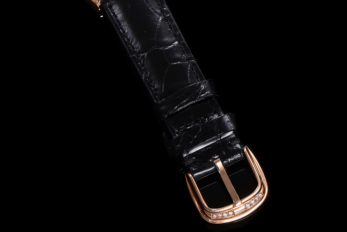 Cintree Curve MOP Dial in Rose Gold on Black Leather Strap