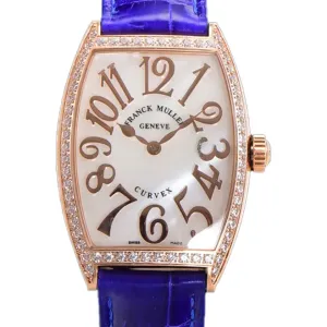 Cintree Curve MOP Dial in Rose Gold on Blue Leather Strap