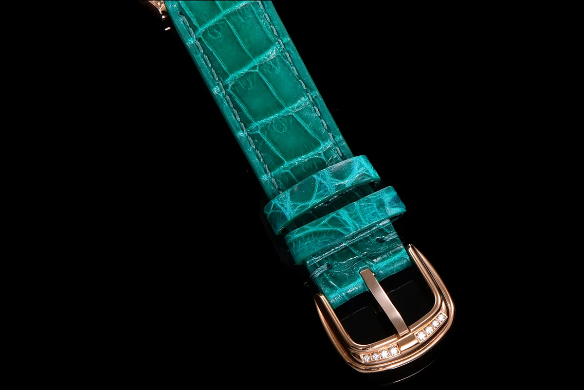 Cintree Curve MOP Dial in Rose Gold on Green Leather Strap