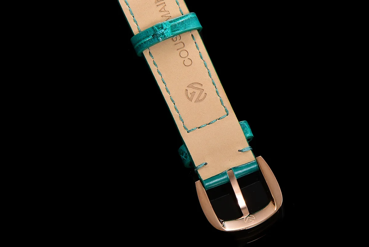 Cintree Curve MOP Dial in Rose Gold on Green Leather Strap