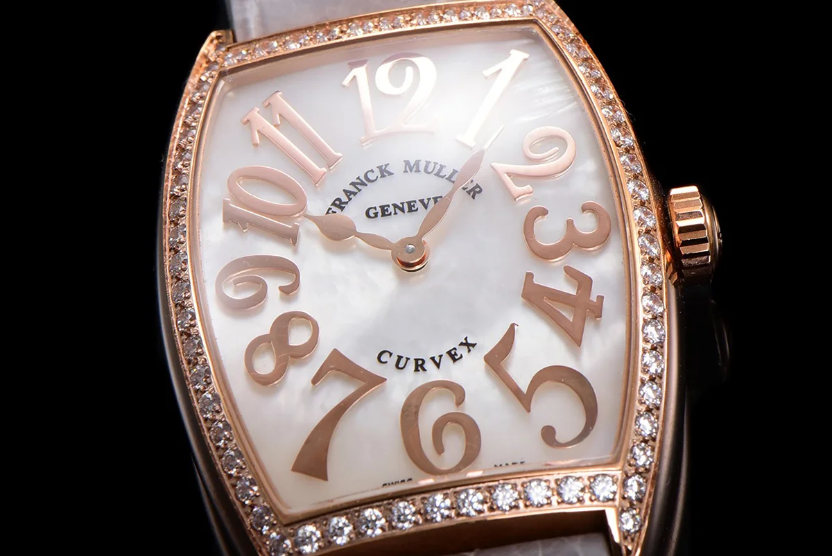 Cintree Curve MOP Dial in Rose Gold on Grey Leather Strap