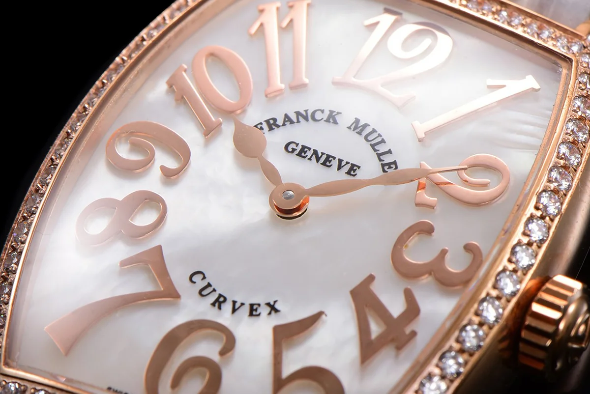 Cintree Curve MOP Dial in Rose Gold on Grey Leather Strap