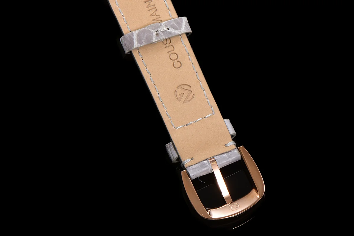 Cintree Curve MOP Dial in Rose Gold on Grey Leather Strap