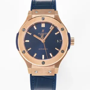 Classic Fusion 38mm RG JJF 1:1 Best Edition Blue Dial on Blue Gummy Leather Strap