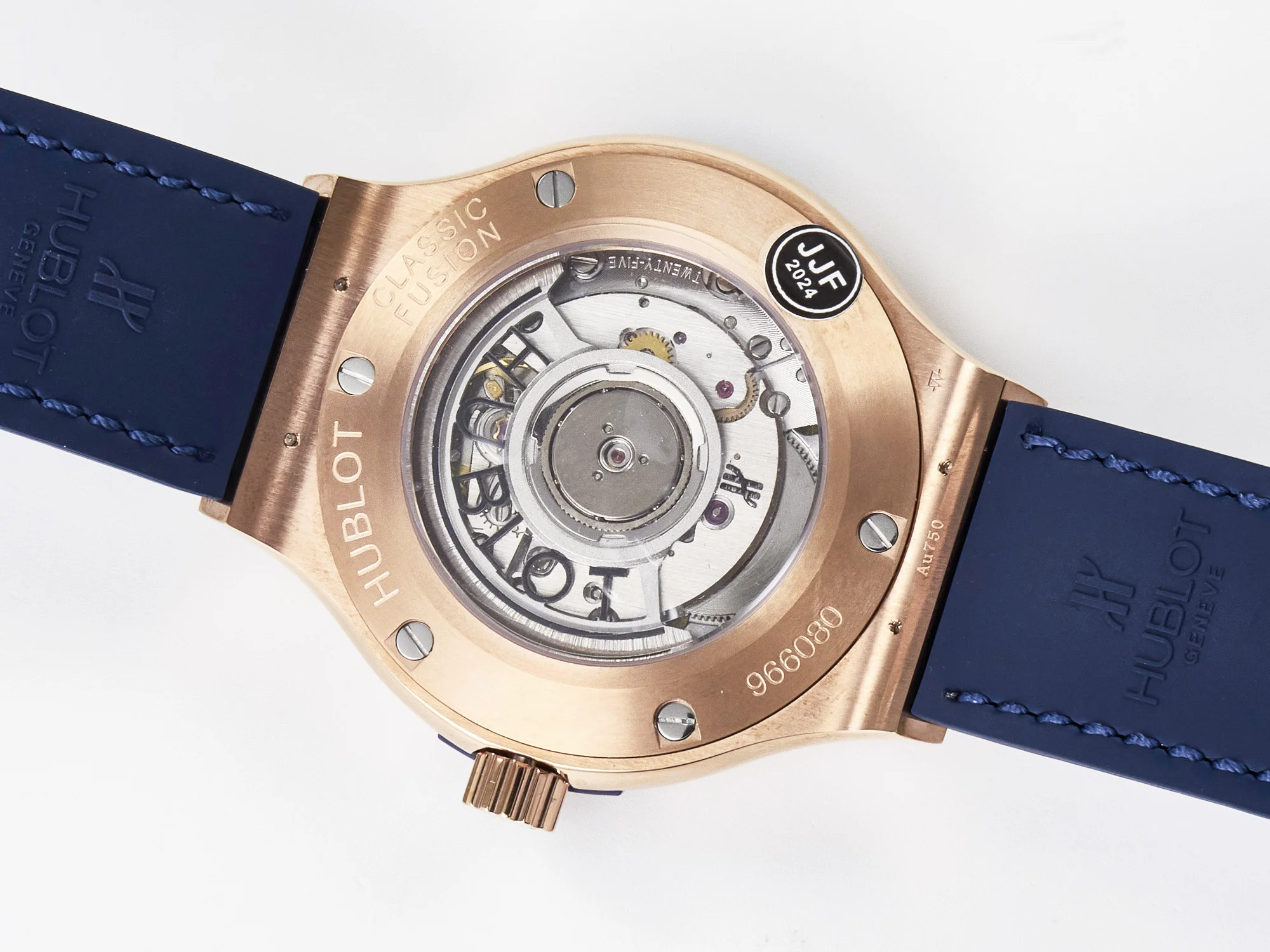 Classic Fusion 38mm RG JJF 1:1 Best Edition Blue Dial on Blue Gummy Leather Strap