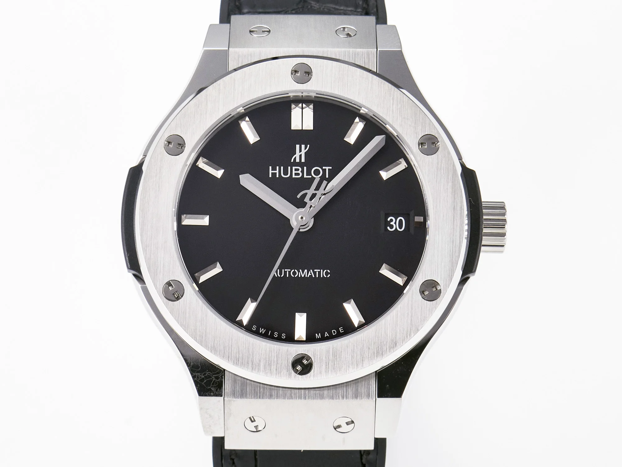 Classic Fusion 38mm SS JJF 1:1 Best Edition Black Dial on Black Gummy Leather Strap