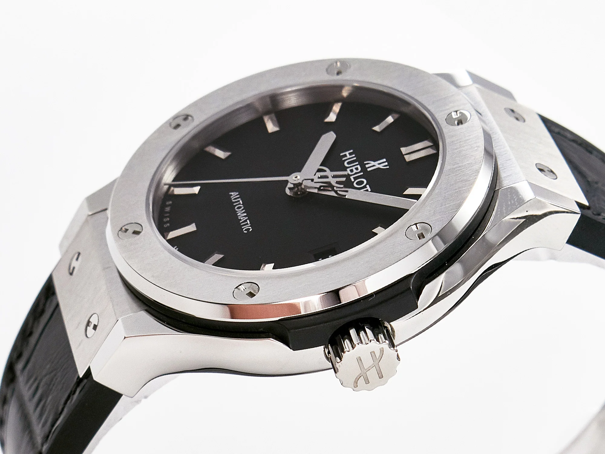 Classic Fusion 38mm SS JJF 1:1 Best Edition Black Dial on Black Gummy Leather Strap