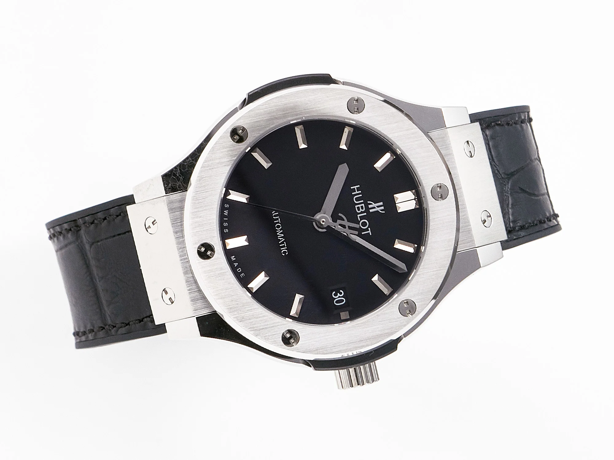 Classic Fusion 38mm SS JJF 1:1 Best Edition Black Dial on Black Gummy Leather Strap