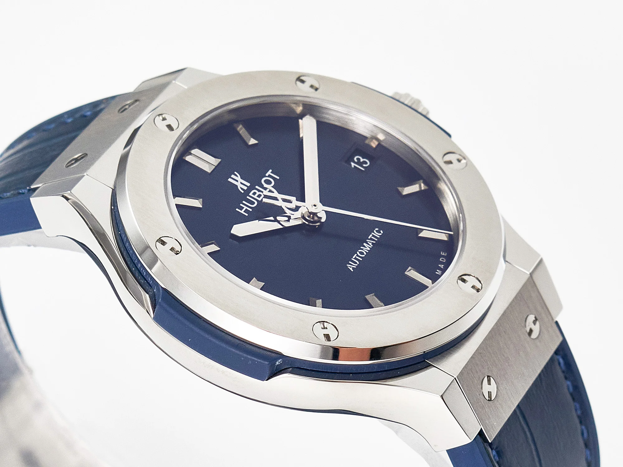 Classic Fusion 38mm SS JJF 1:1 Best Edition Blue Dial on Blue Gummy Leather Strap