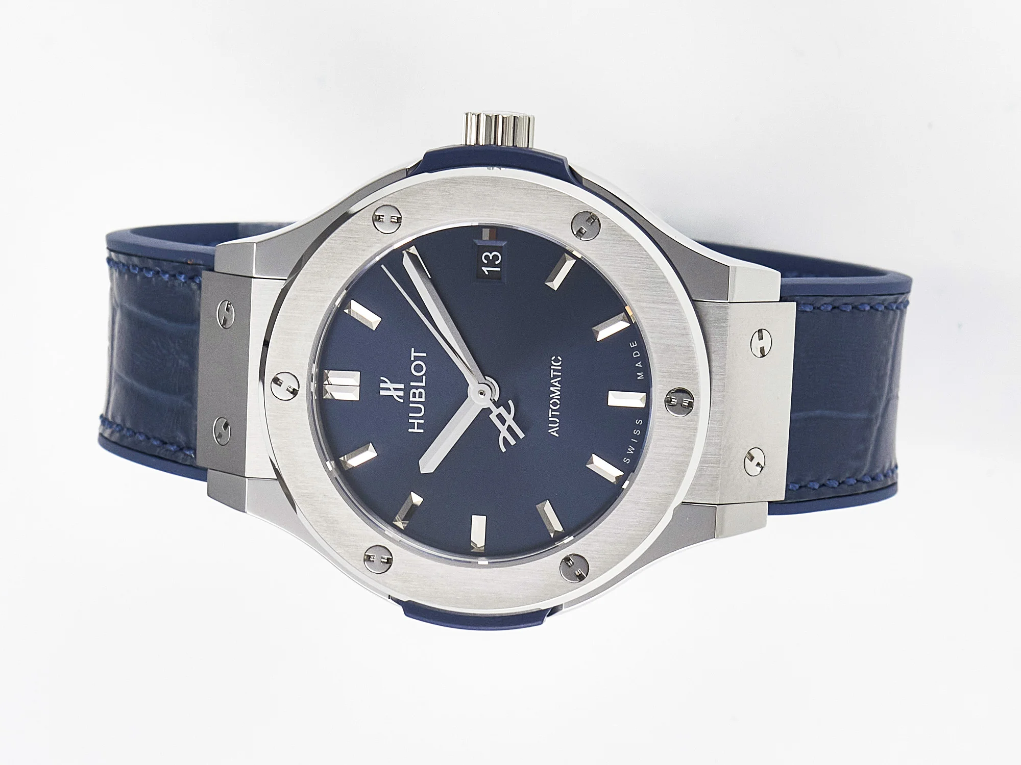 Classic Fusion 38mm SS JJF 1:1 Best Edition Blue Dial on Blue Gummy Leather Strap
