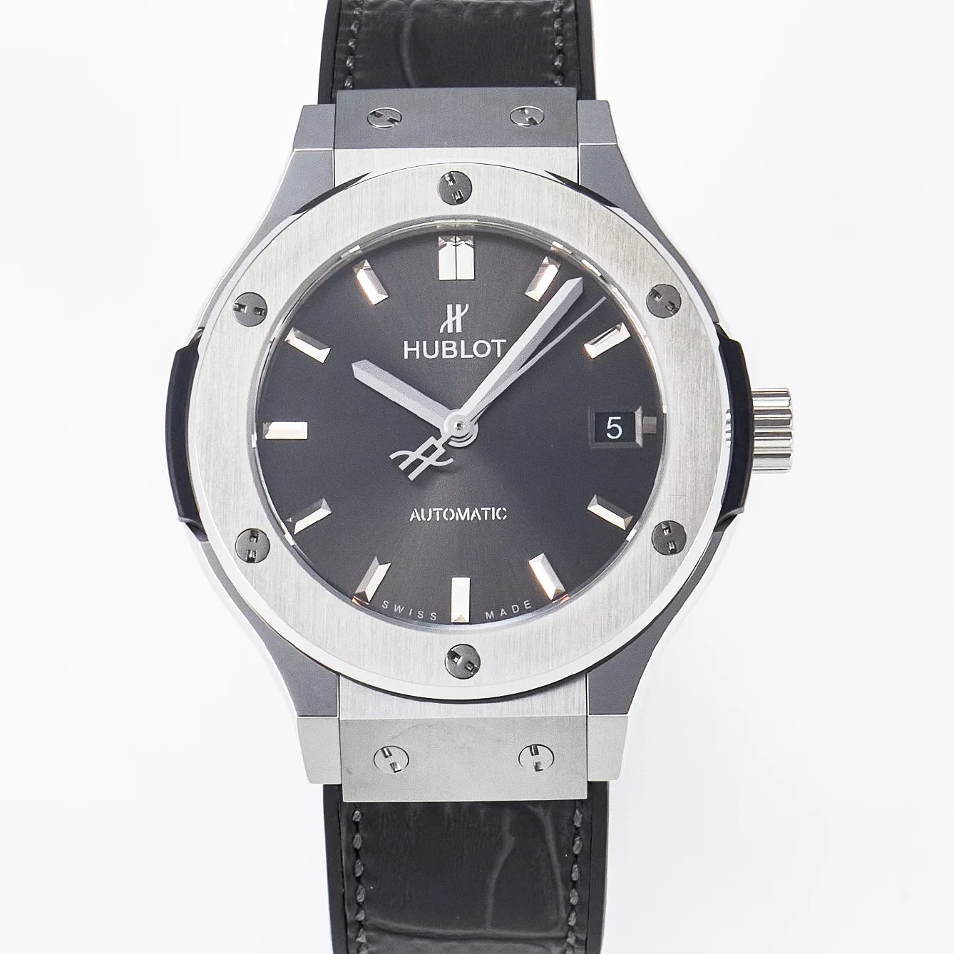 Classic Fusion 38mm SS JJF 1:1 Best Edition Gray Dial on Black Gummy Leather Strap