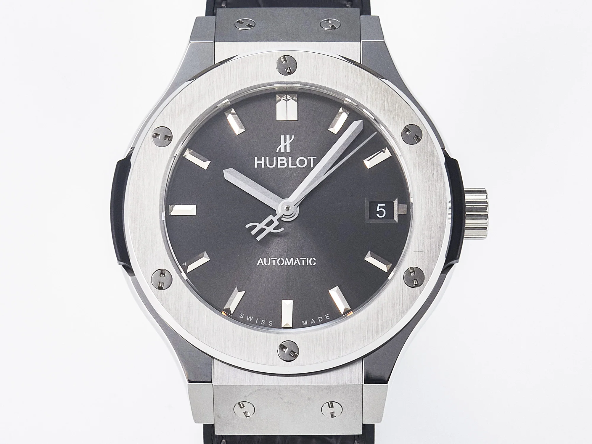 Classic Fusion 38mm SS JJF 1:1 Best Edition Gray Dial on Black Gummy Leather Strap