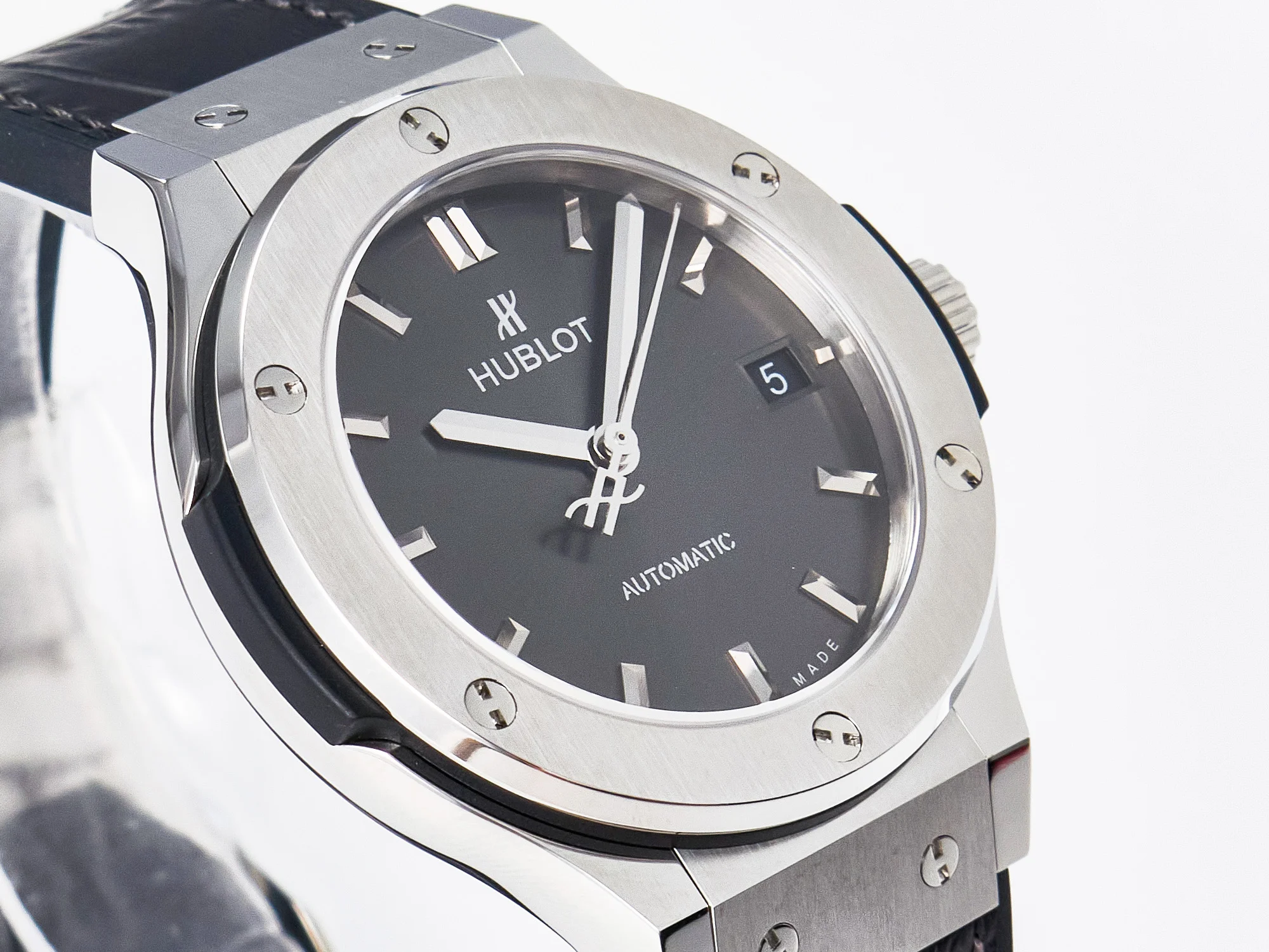 Classic Fusion 38mm SS JJF 1:1 Best Edition Gray Dial on Black Gummy Leather Strap