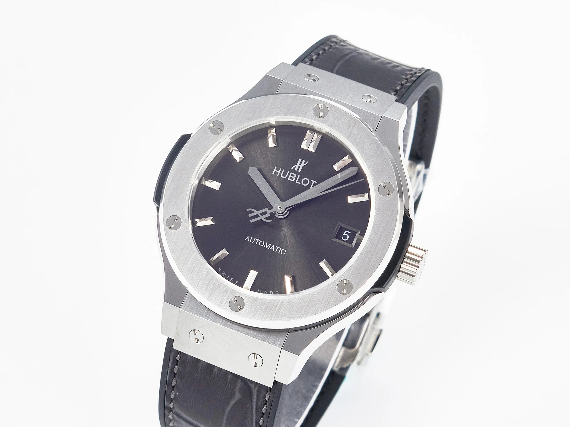 Classic Fusion 38mm SS JJF 1:1 Best Edition Gray Dial on Black Gummy Leather Strap