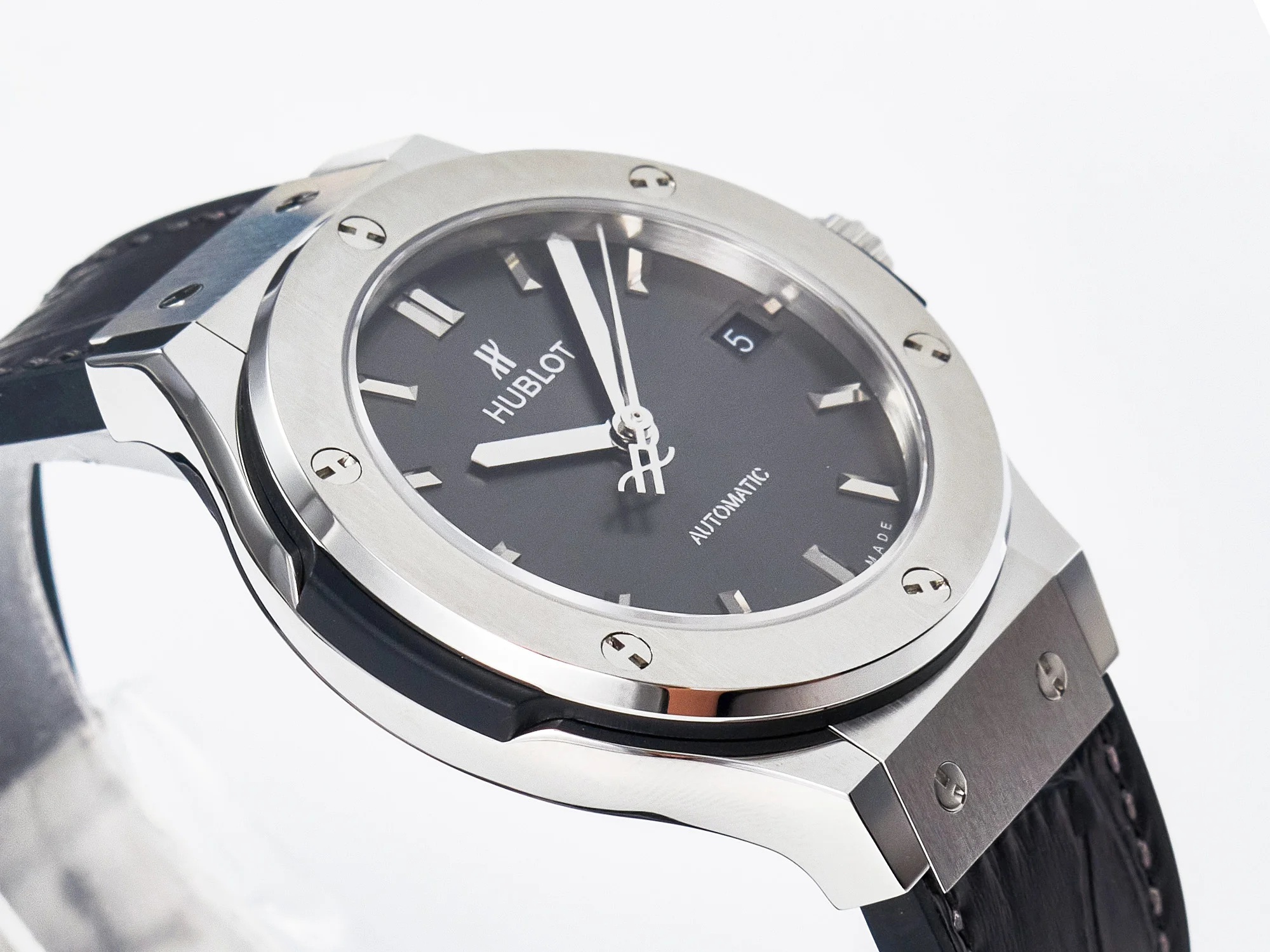 Classic Fusion 38mm SS JJF 1:1 Best Edition Gray Dial on Black Gummy Leather Strap