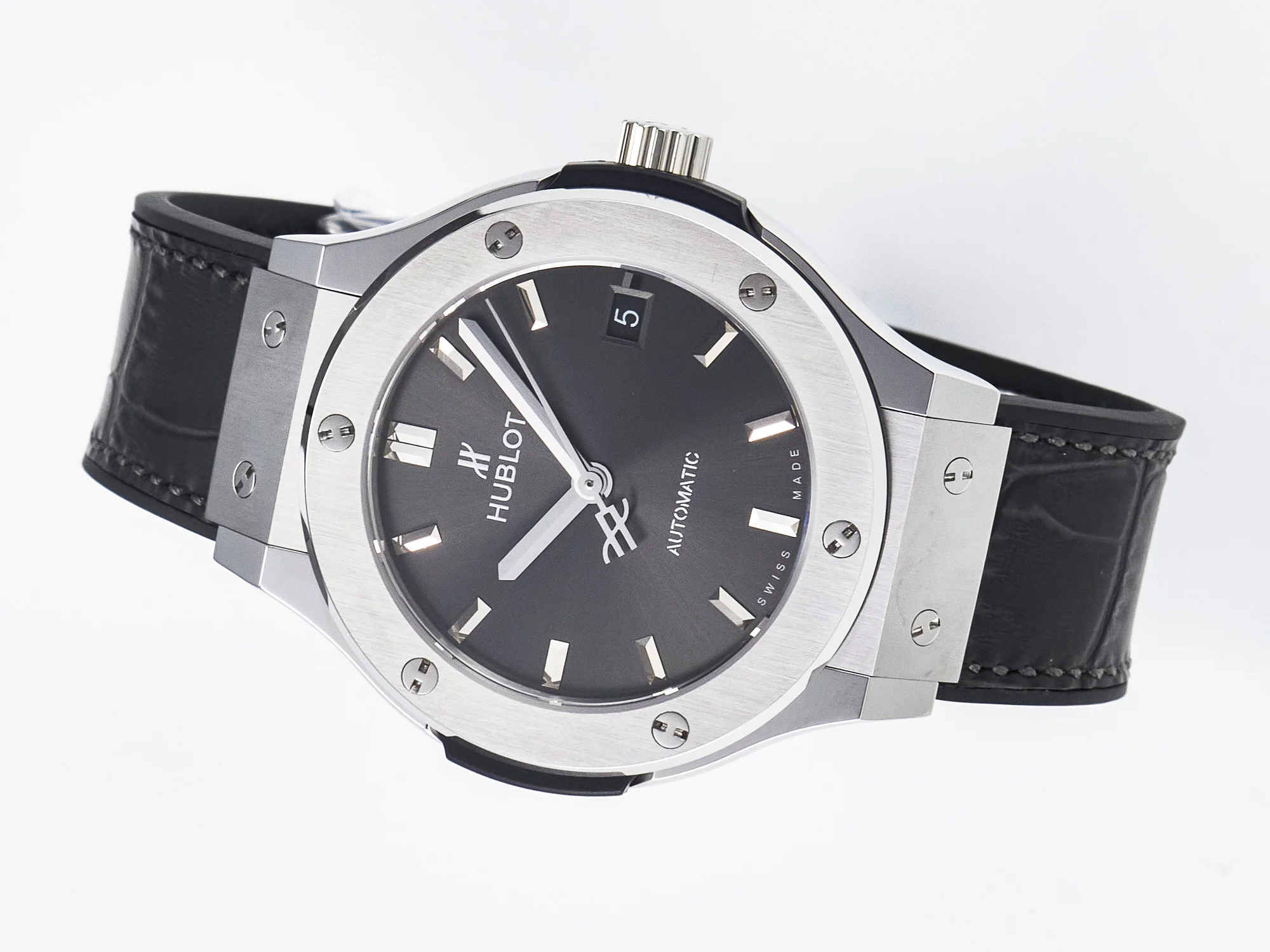 Classic Fusion 38mm SS JJF 1:1 Best Edition Gray Dial on Black Gummy Leather Strap