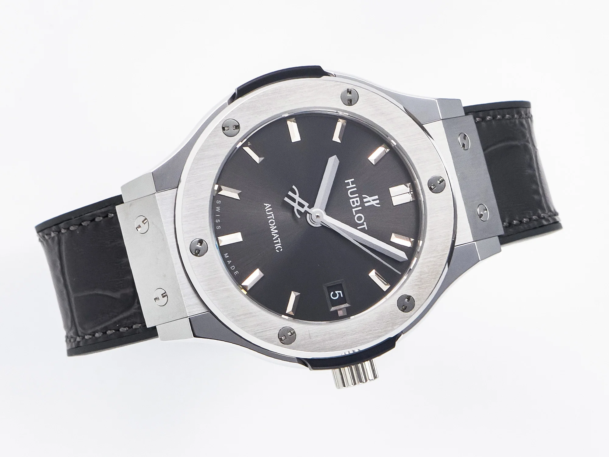 Classic Fusion 38mm SS JJF 1:1 Best Edition Gray Dial on Black Gummy Leather Strap