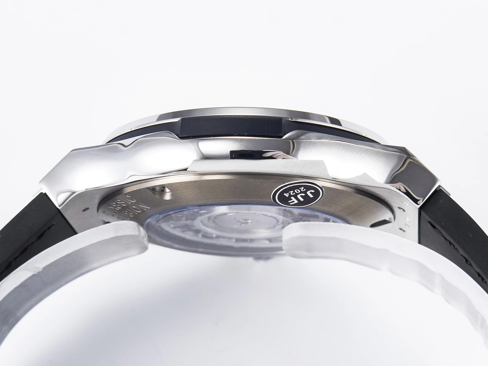 Classic Fusion 38mm SS JJF 1:1 Best Edition Gray Dial on Black Gummy Leather Strap