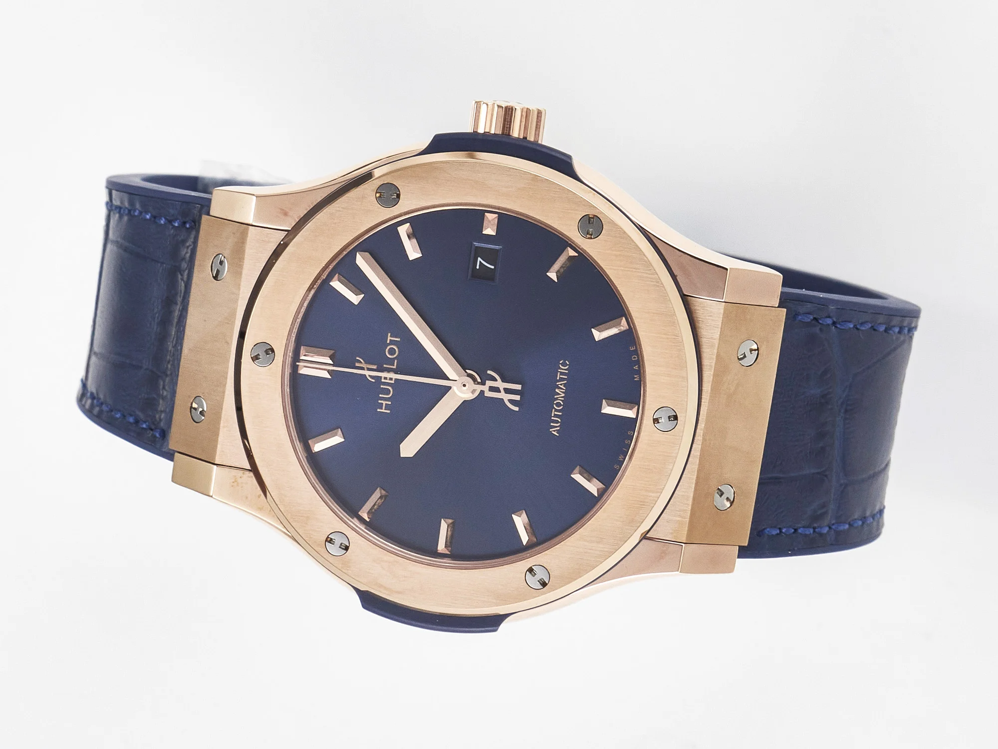 Classic Fusion 42mm RG JJF 1:1 Best Edition Blue Dial on Blue Gummy Leather Strap