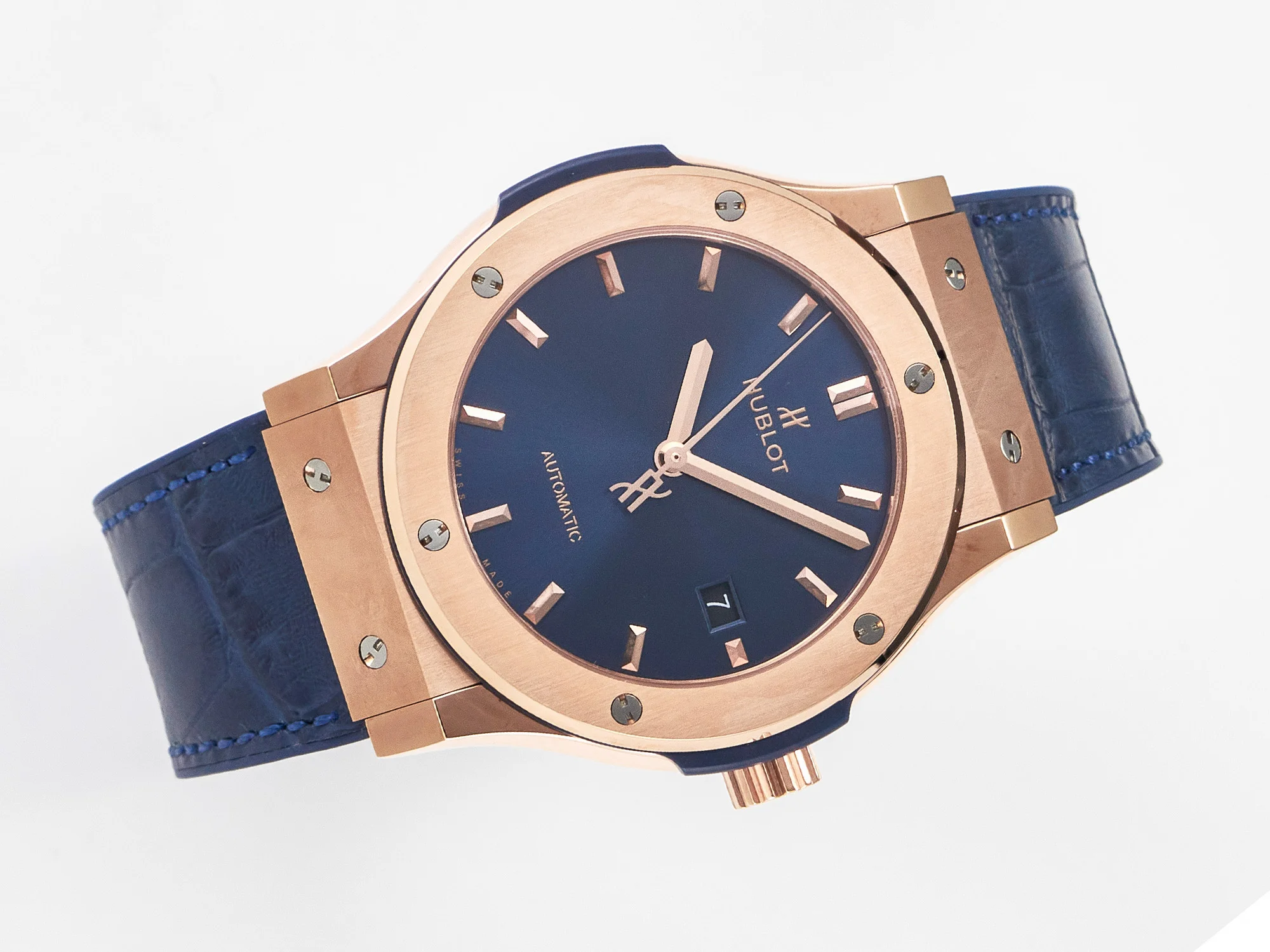 Classic Fusion 42mm RG JJF 1:1 Best Edition Blue Dial on Blue Gummy Leather Strap