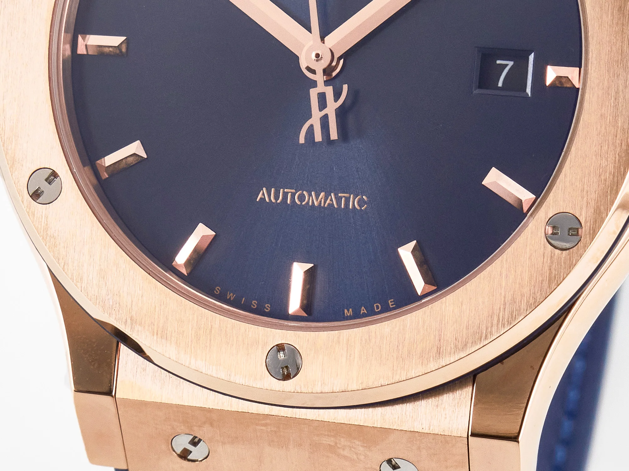 Classic Fusion 42mm RG JJF 1:1 Best Edition Blue Dial on Blue Gummy Leather Strap