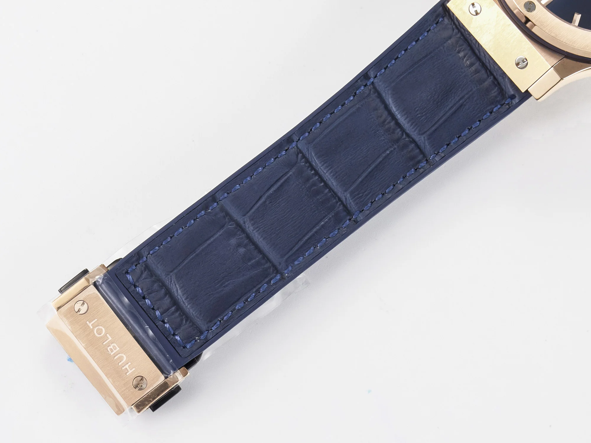 Classic Fusion 42mm RG JJF 1:1 Best Edition Blue Dial on Blue Gummy Leather Strap