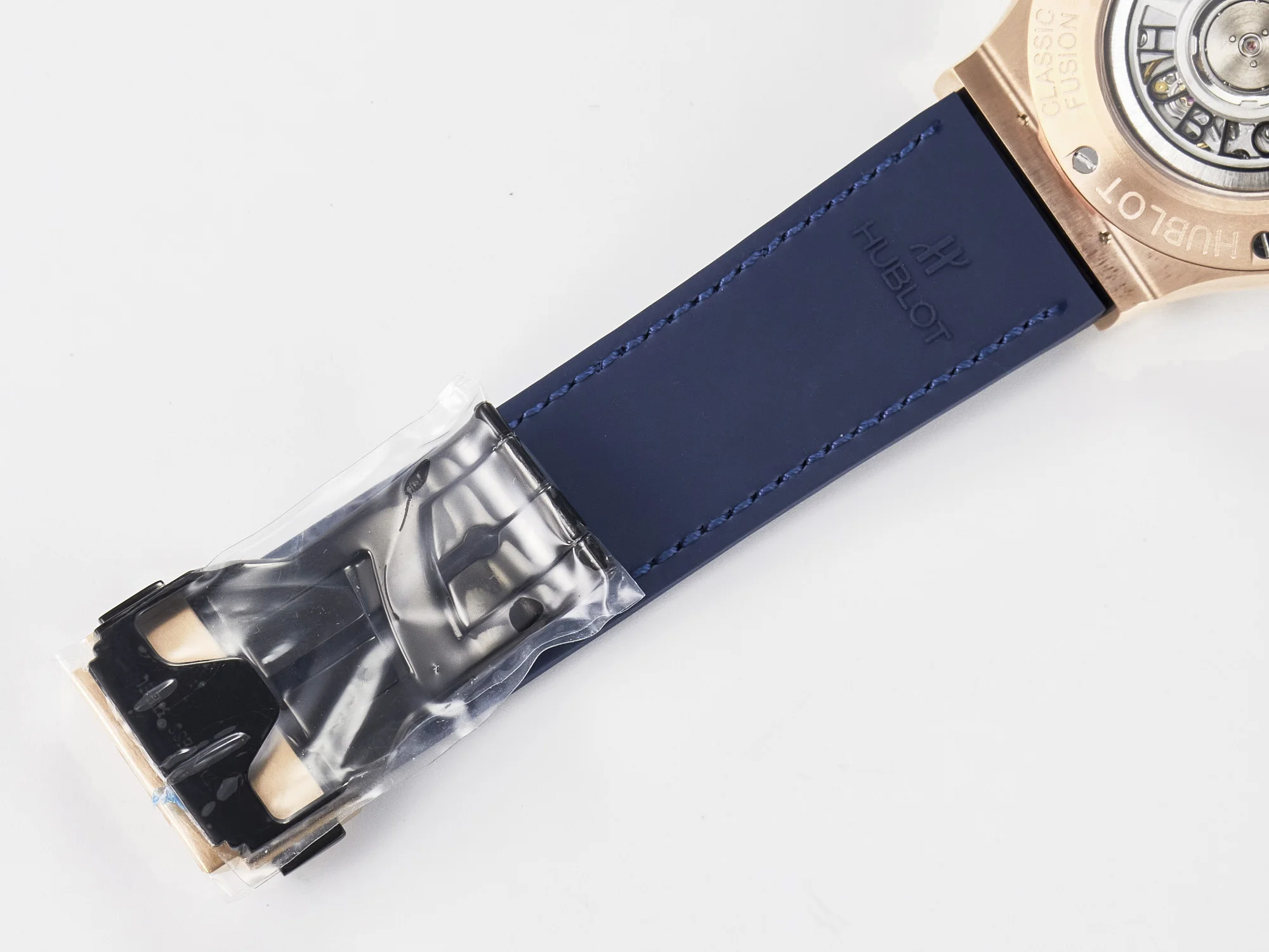 Classic Fusion 42mm RG JJF 1:1 Best Edition Blue Dial on Blue Gummy Leather Strap