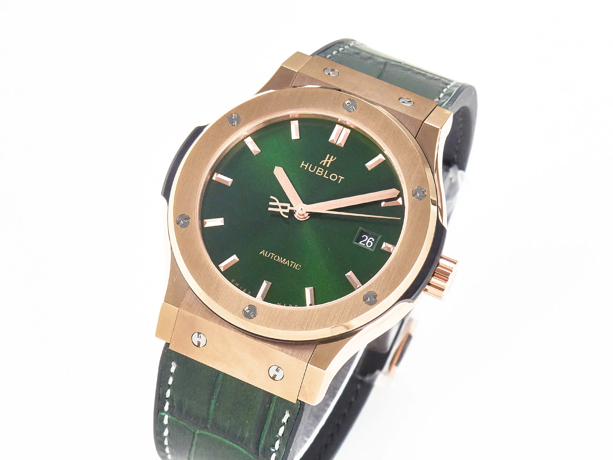 Classic Fusion 42mm RG JJF 1:1 Best Edition Green Dial on Green Gummy Leather Strap