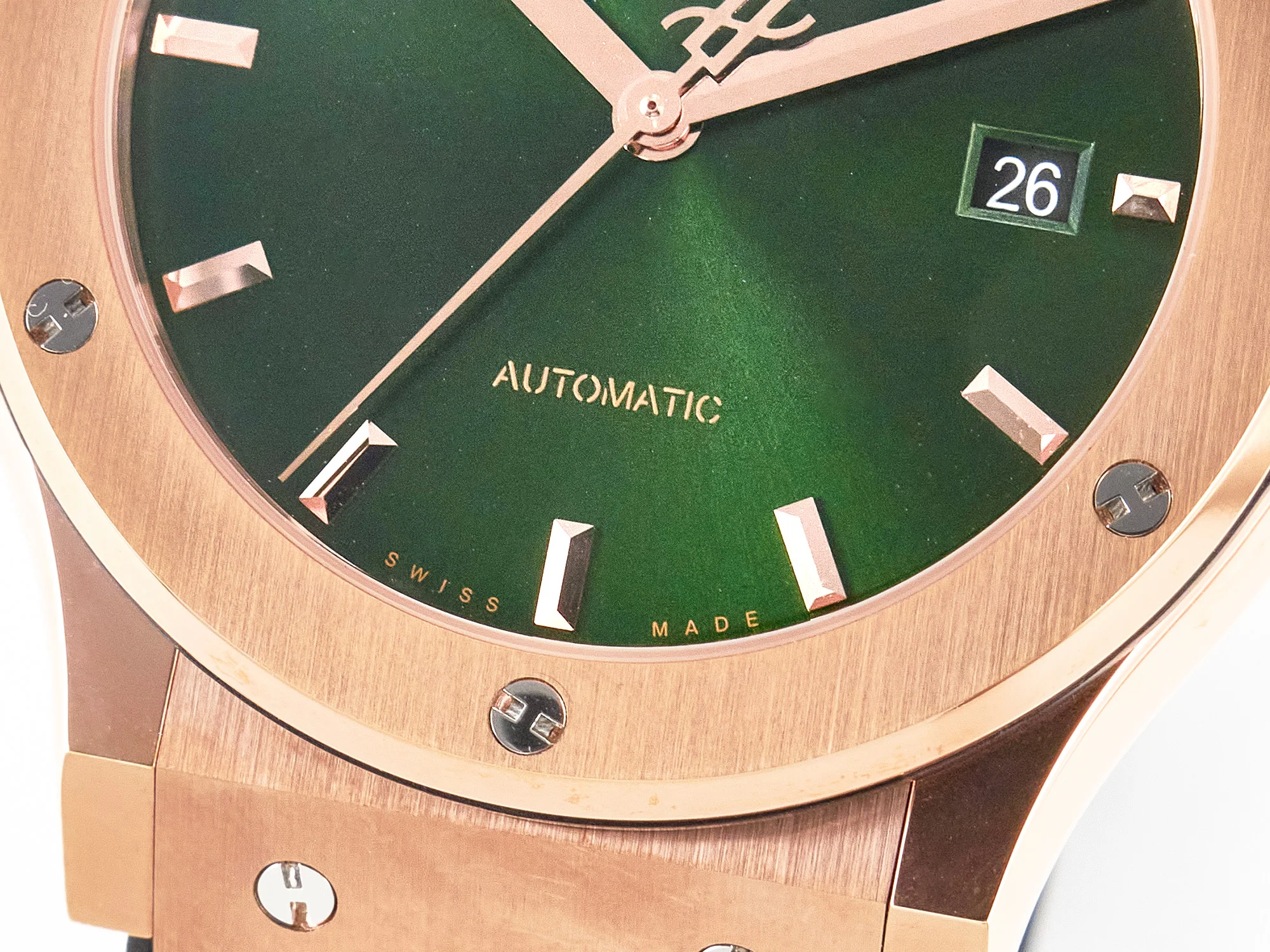 Classic Fusion 42mm RG JJF 1:1 Best Edition Green Dial on Green Gummy Leather Strap