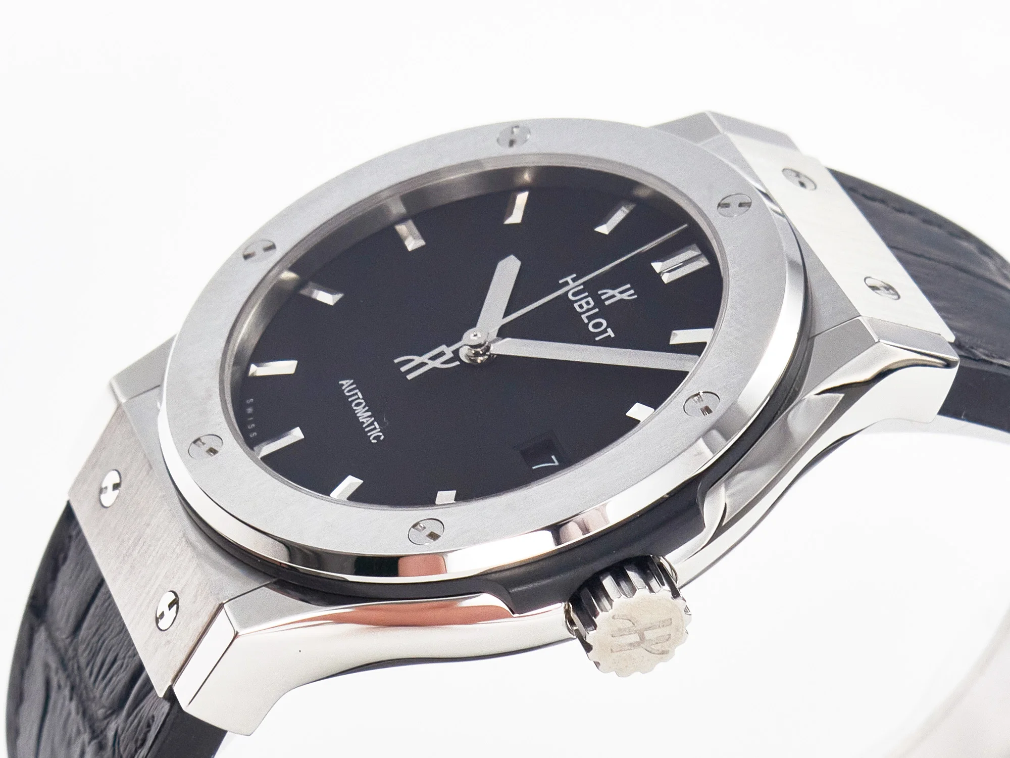Classic Fusion 42mm SS JJF 1:1 Best Edition Black Dial on Black Gummy Leather Strap