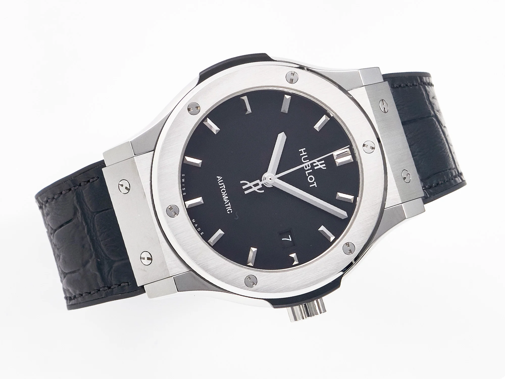 Classic Fusion 42mm SS JJF 1:1 Best Edition Black Dial on Black Gummy Leather Strap