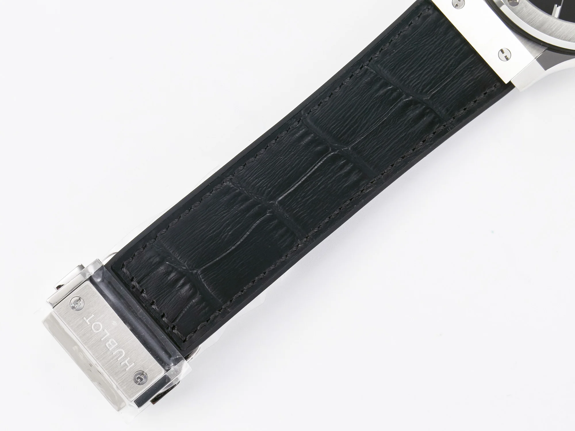 Classic Fusion 42mm SS JJF 1:1 Best Edition Black Dial on Black Gummy Leather Strap