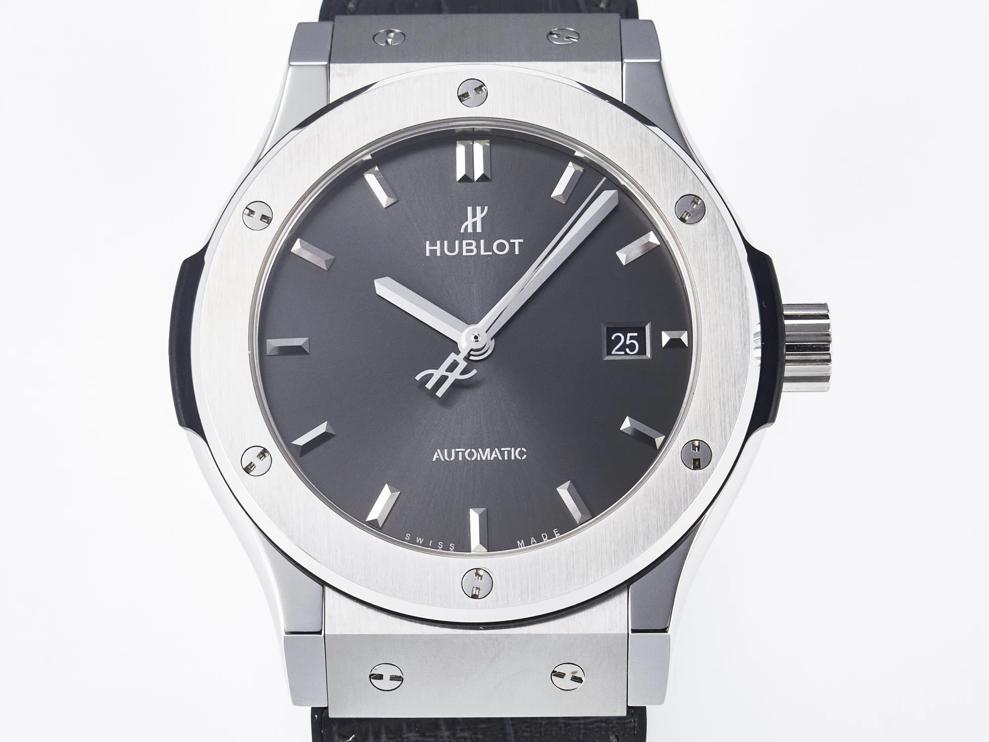 Classic Fusion 42mm SS JJF 1:1 Best Edition Gray Dial on Black Gummy Leather Strap