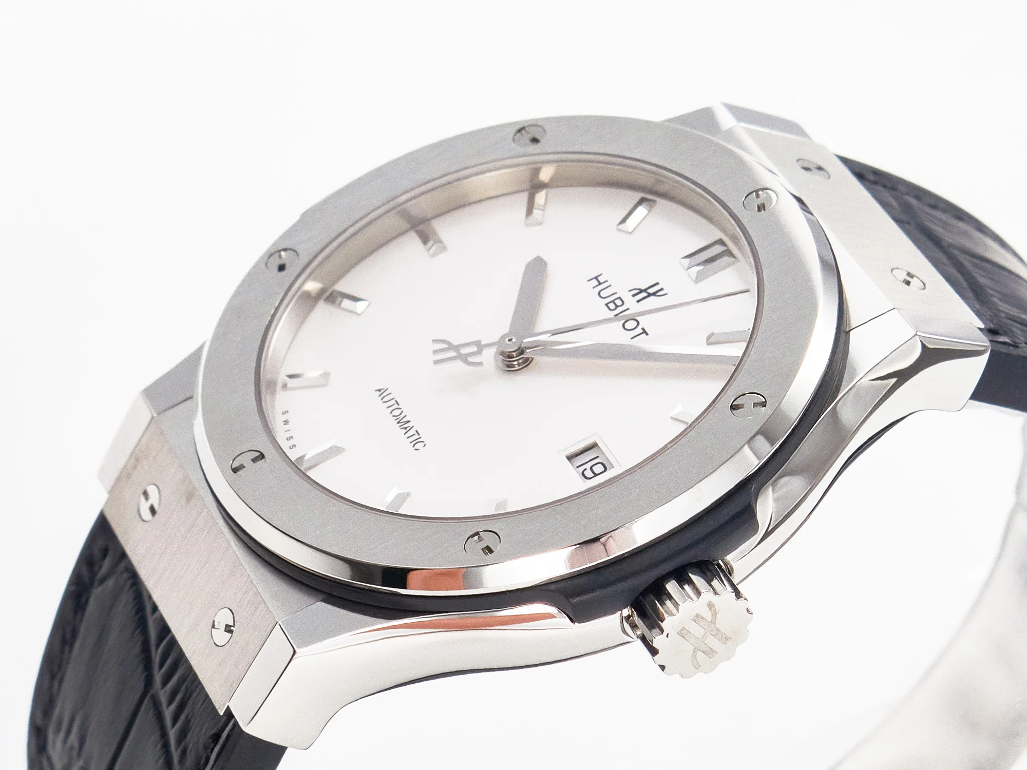 Classic Fusion 42mm SS JJF 1:1 Best Edition White Dial on Black Gummy Leather Strap