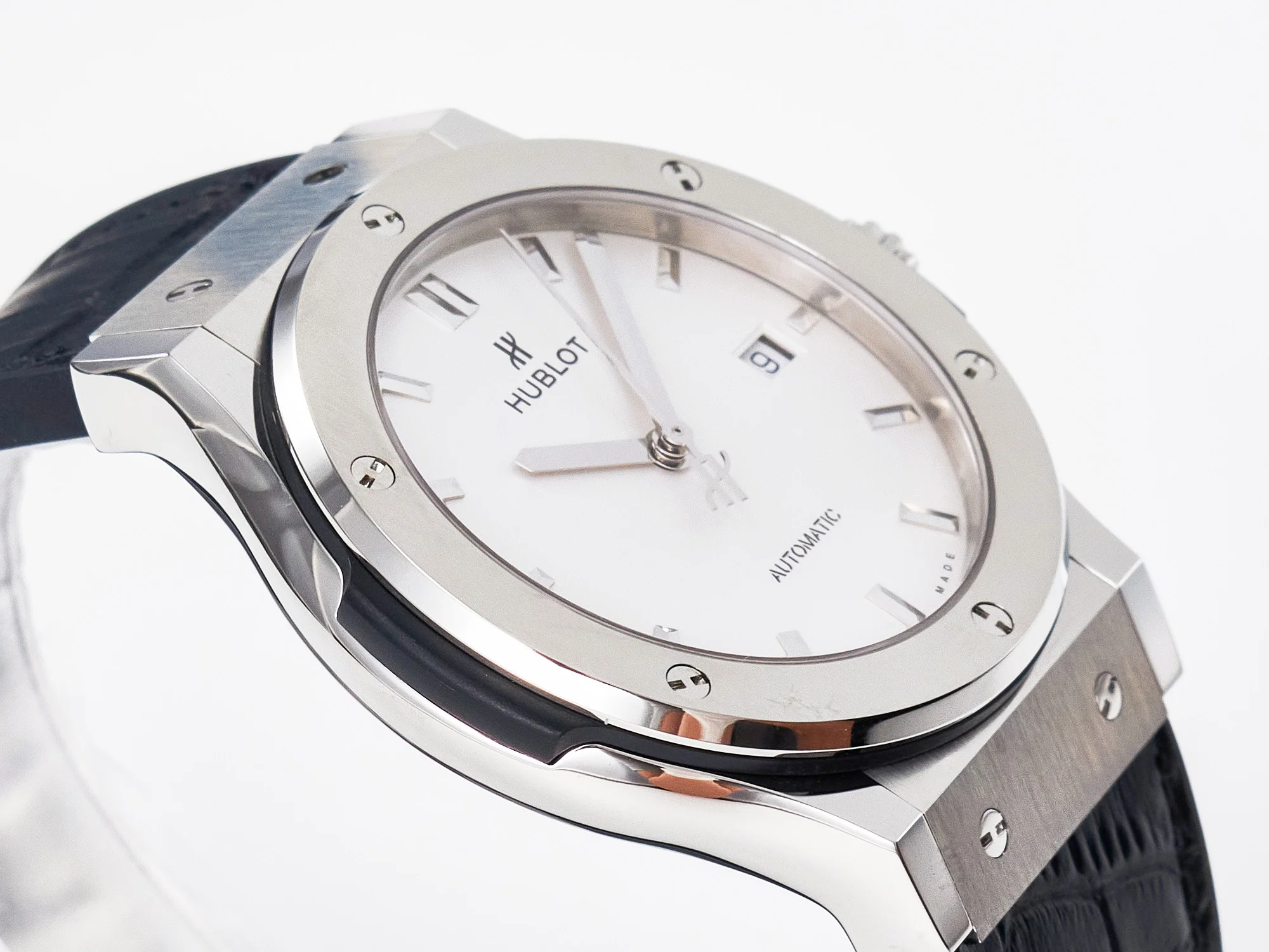 Classic Fusion 42mm SS JJF 1:1 Best Edition White Dial on Black Gummy Leather Strap