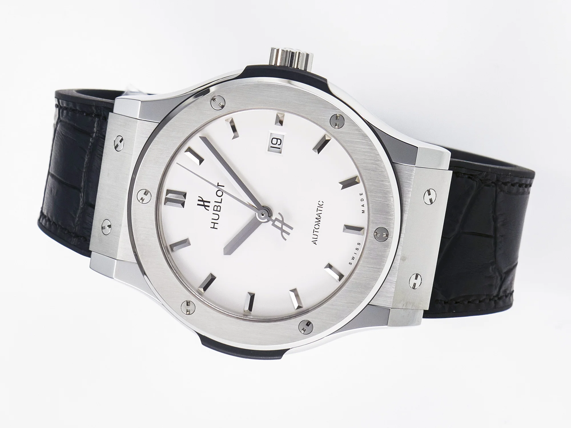Classic Fusion 42mm SS JJF 1:1 Best Edition White Dial on Black Gummy Leather Strap