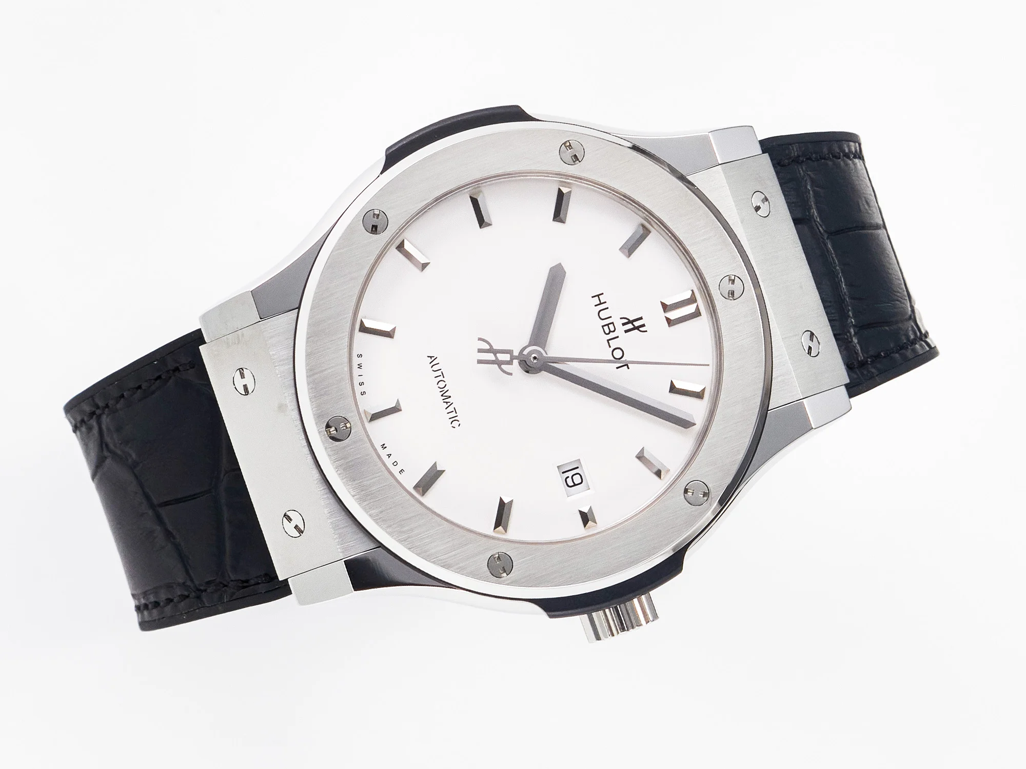 Classic Fusion 42mm SS JJF 1:1 Best Edition White Dial on Black Gummy Leather Strap
