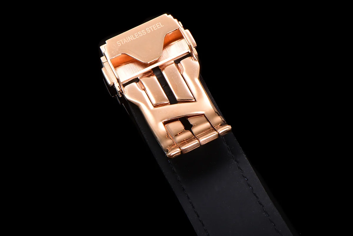 Classic Fusion Automatic 42mm Diamond Paved Dial in Rose Gold on Blue Leather Strap