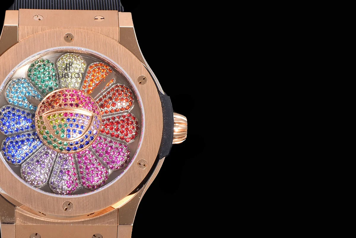Classic Fusion Takashi Murakami 45mm Sunflower Dial in Rose Gold on Rubber Strap